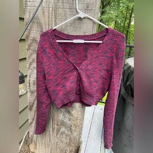 Urban Outfitters Cropped Deep Red Cardigan